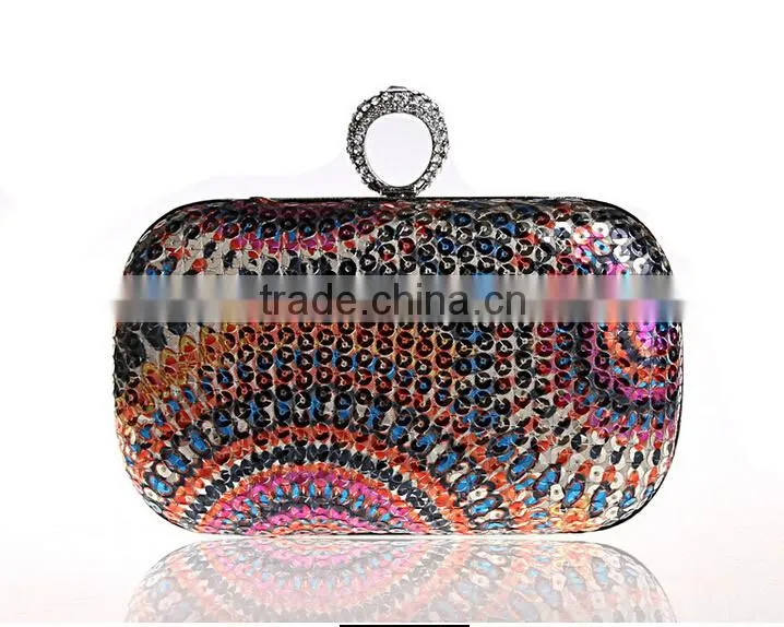 Fashion Eye of the angel lady aluminum box sequin clutch evening bags