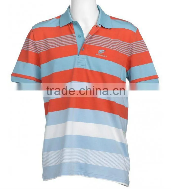 Custom Cotton Men Striped Polo Shirt