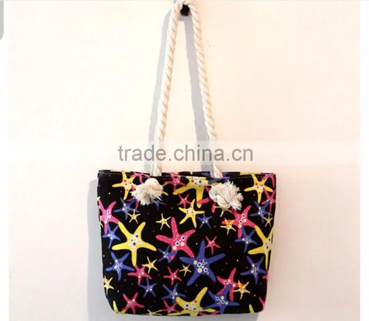 Fashion design stripe beach bag with zipper