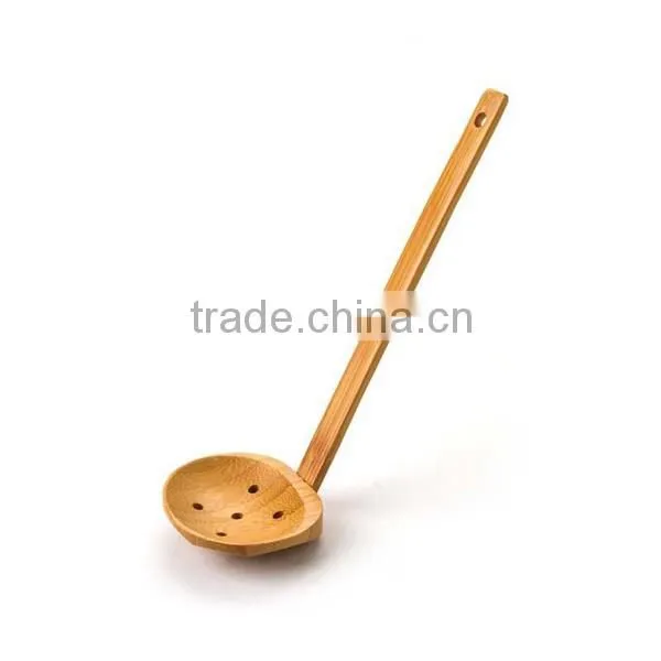 Bamboo wood slotted mixing scoop spoon