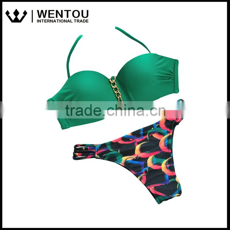 Wentou Ladies Sexy Print Push Up Bathing Swimsuit Bikini
