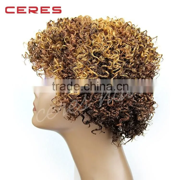 cheap wholesale price High Temperature Fiber synthetic wig futra fiber short kinky curl afro curl Wig