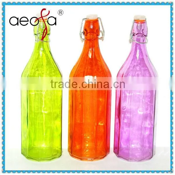 HOT SELLING! Colorful Glass Bottle with Cork Glass Beverage Bottle