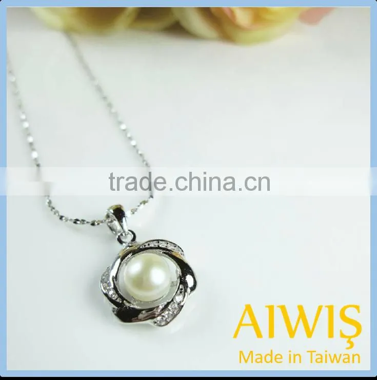 Fashion Natural FreshWater Pearls Sterling Silver Endant Necklace