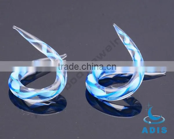Transparent spiral pyrex glass body piercing ear plug glass earring stretcher