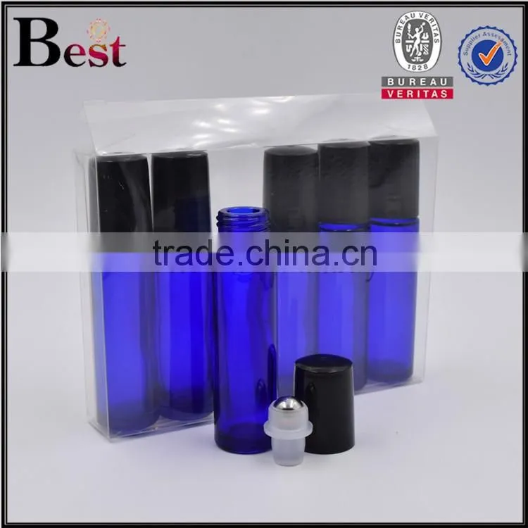 10ml empty dark blue perfume bottle roller in package