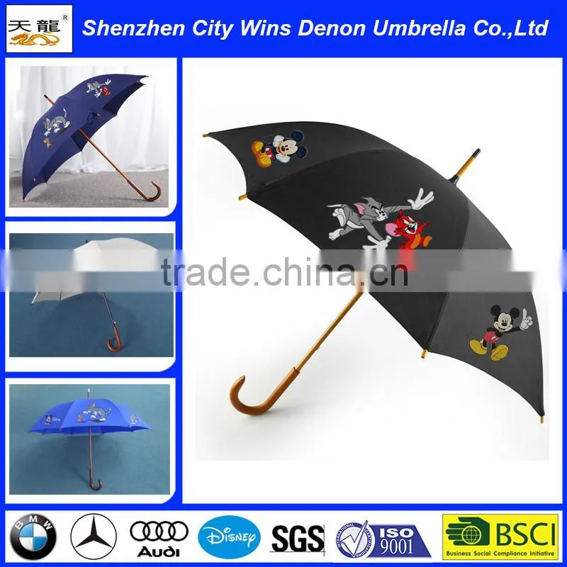 High quality straight elegant wooden umbrella,fashion wooden automatic umbrella from China suppliers,wooden handle umbrella