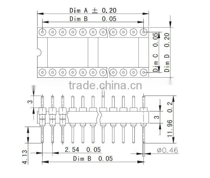 Pitch 2.54mm IC Socket Solder Type