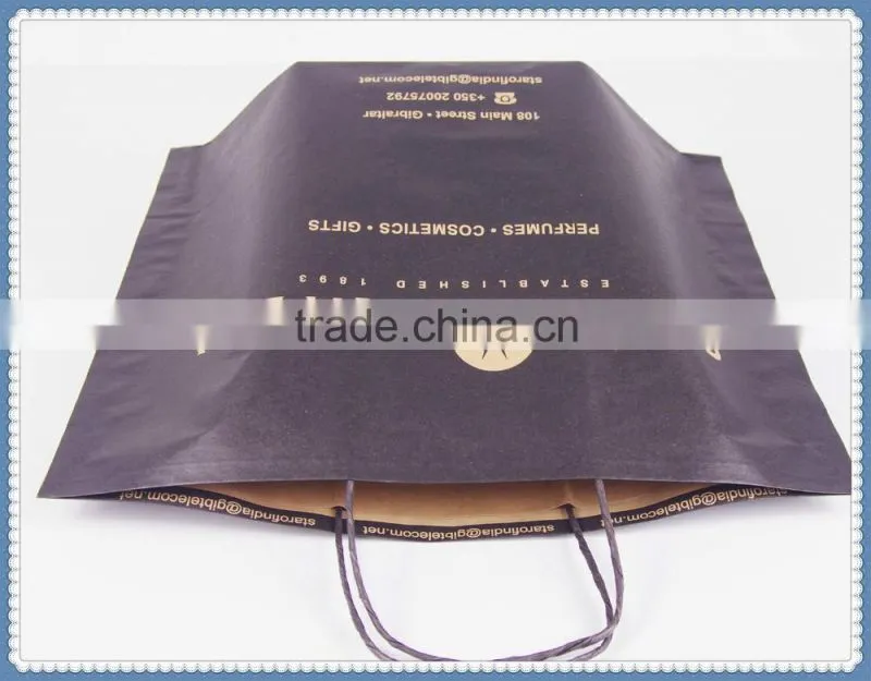 Cheap price & eco friendly flexo printing brown kraft paper bag with twisted patch handle in new design