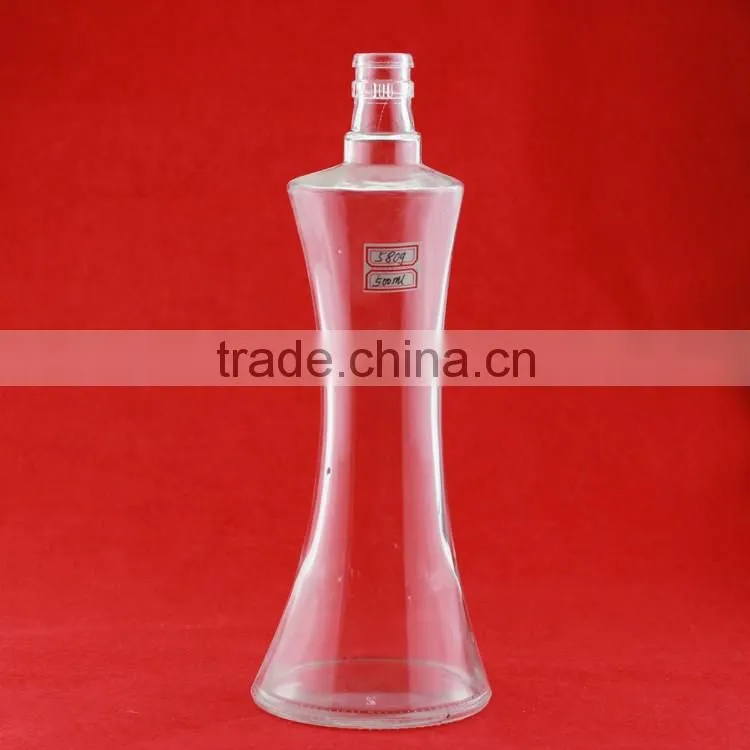Handcraft glass bottle custom shape fruit juice glass bottle 300ml frosted glass bottle
