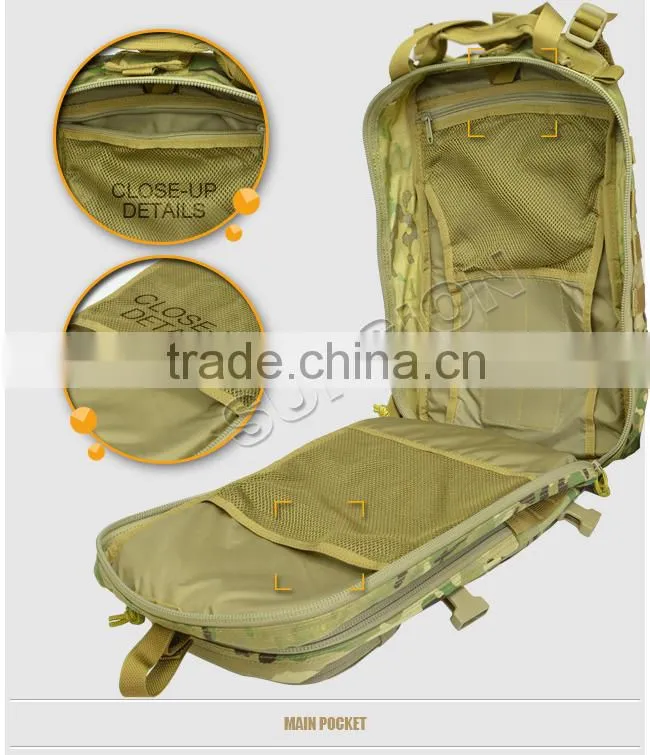 1000D waterproof fabric Military Tactical Backpack stitched with nylon