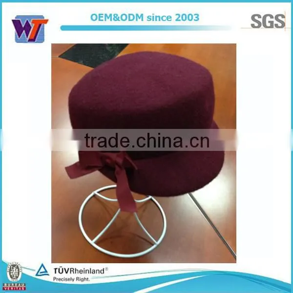 2015 hot sale splicing women's graceful wool felt wide brim hat