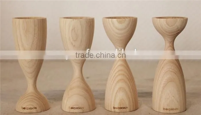 Custom carved smooth wooden candle holder
