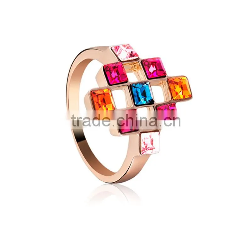 OUXI Colorful maze gold plated finger ring & ouxi fashion jewelry 40052