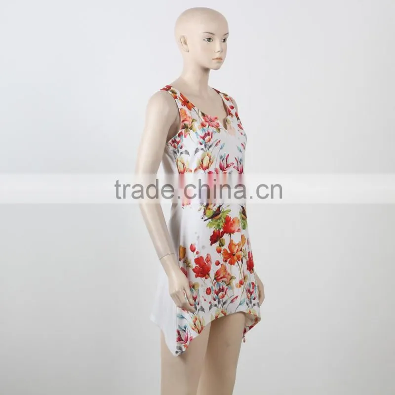 Young Girls Flower Fancy Dress Costumes Tank Printed Dress 2016 Summer