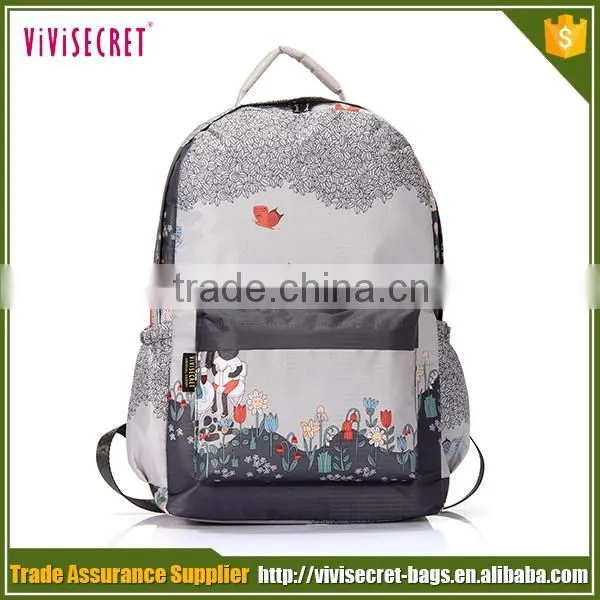 Comfortable design nylon pink quilted school backpack for college student