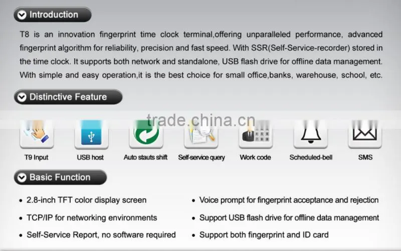 Electronic time clock RFID timing systems fingerprint attendance