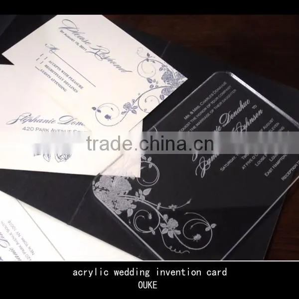 2014 acabic romantic clear acrylic wedding Invitation card