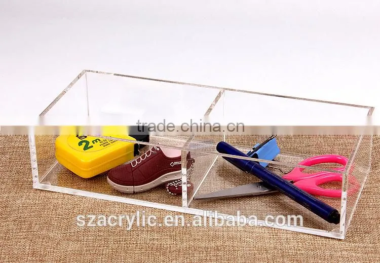 Custom clear acrylic desk organizer box