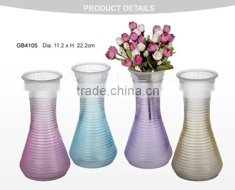 Colored Glass Vases Semi-Color Sprayed Cheap Colored Glass Flower Vase