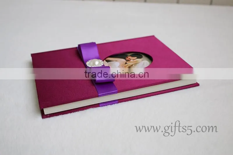 Excellent Silk Covor Wedding Guest Book with photo frame