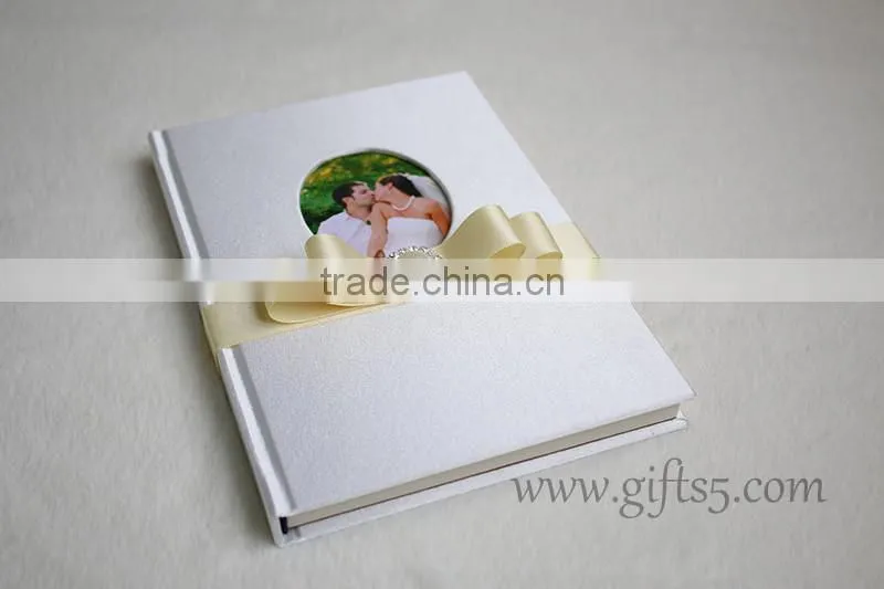 Custom Handmade Wholesale Wedding Guest Books with silk hardcover