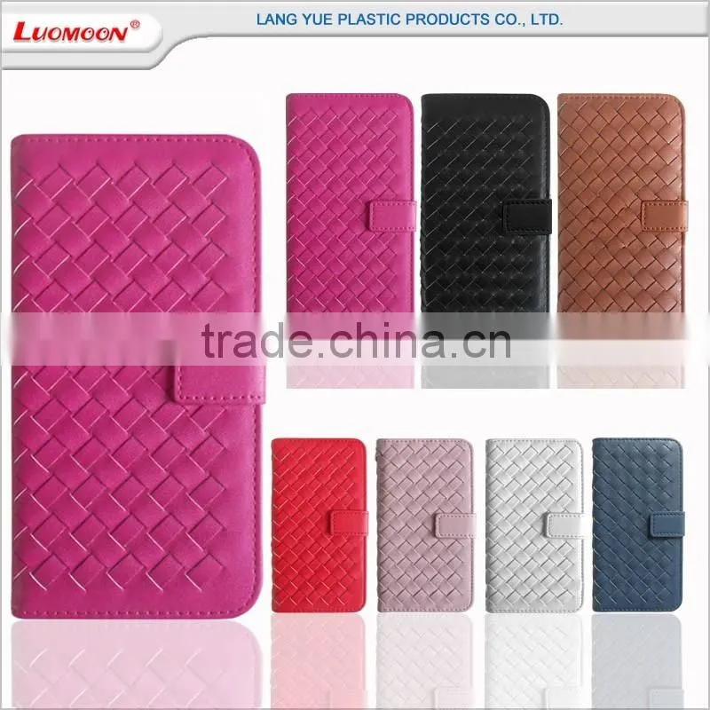 Real woven by hand universal smart phone wallet style leather case for 3.7 - 5.8inch phone 6 cover cases