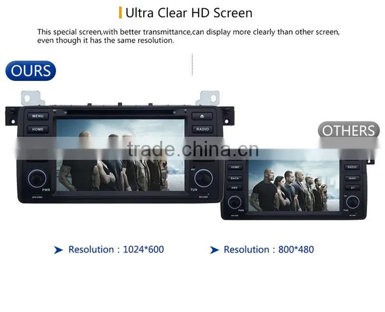 7 Inch 2 din Black screen design Android 5.1.1 RK3188 Android stereo sounds car gps dvd player for BMW 2002 to 2006 E46