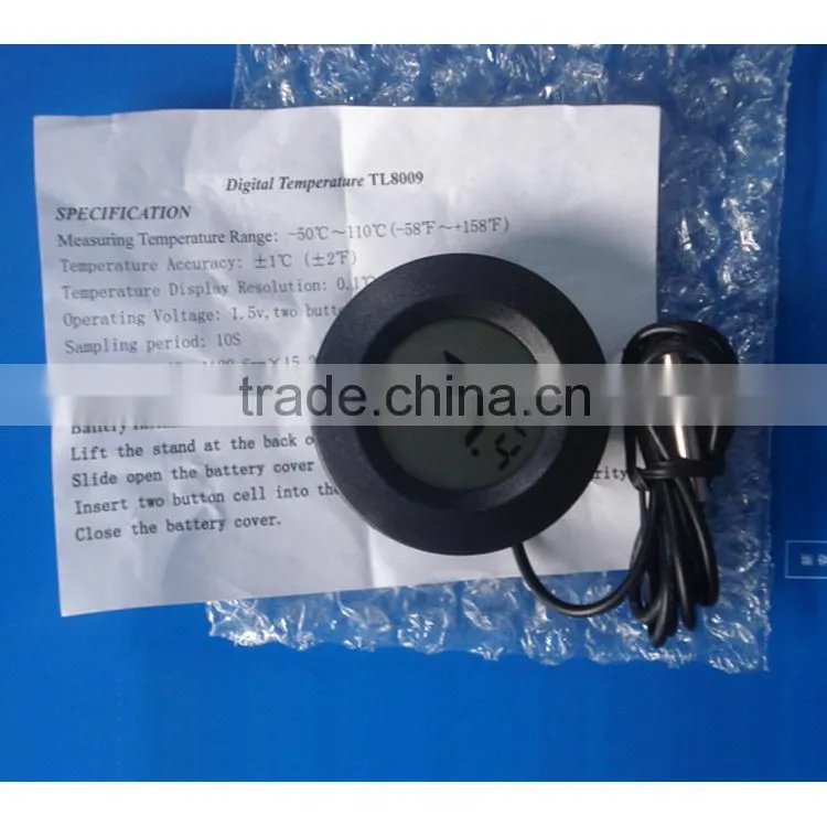 Outdoor /indoor Round Black/White small digital thermometer