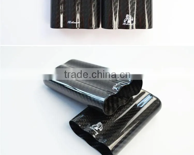 3K twill Carbon Fiber Cigar Case Holder 3 Tube Portable High-end Humidor Gloss Finish Travel Cigar holde