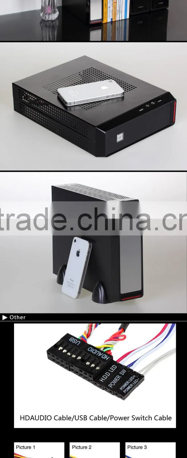 Realan Emini 2019 Vertical Small PC Case With 2.5"HDD USB Audio Ports, Horizontal Mini PC Box