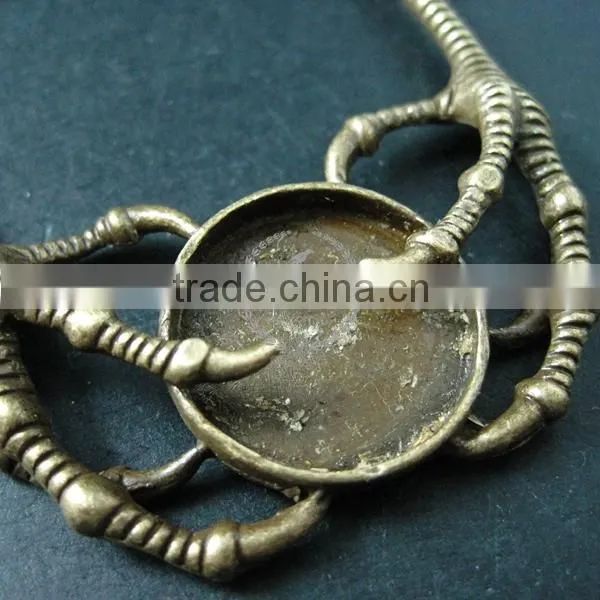 21.5mm vintage style antiqued bronze claw DIY pendant charm supplies findings 1810418