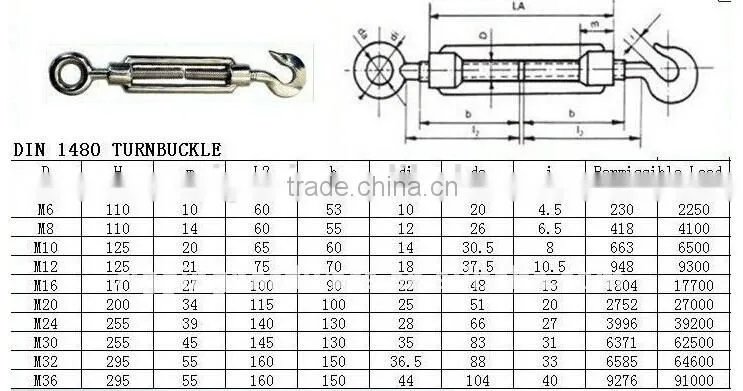 Supply steel Zinc Plated Rigging Turnbuckle DIN1480 CO OO CC type