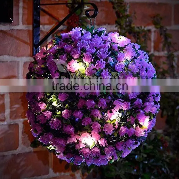 led garden light topiary ball light, garden solar light ball red yellow color, led solar garden light