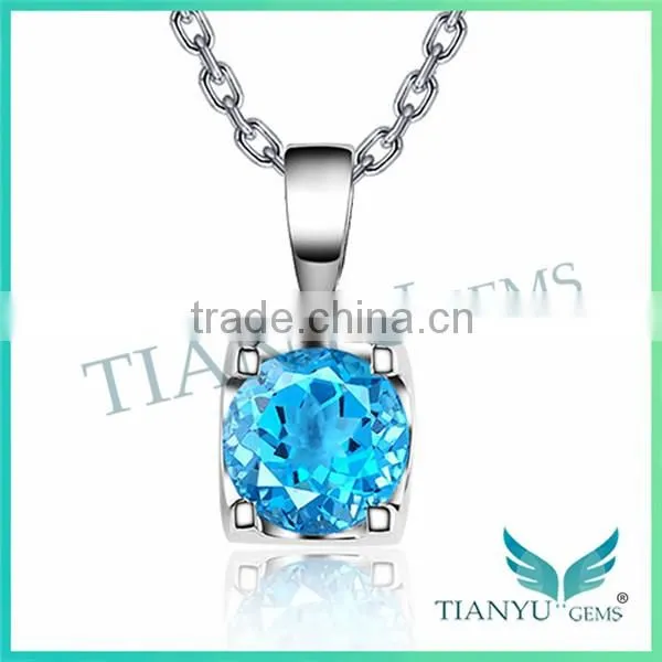 Wholesale Blue Cubic Zirconia Pendants Charms Necklace