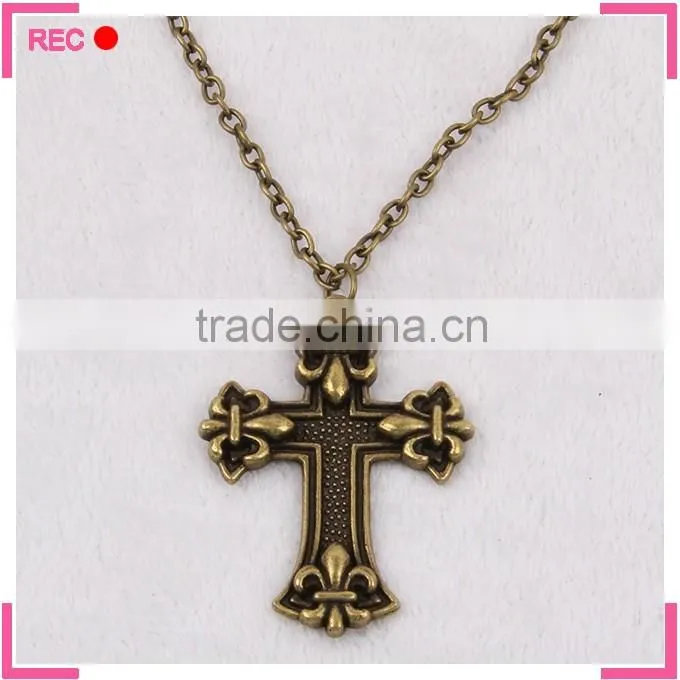 Meaningful pendant necklace antique copper, religious cross necklace