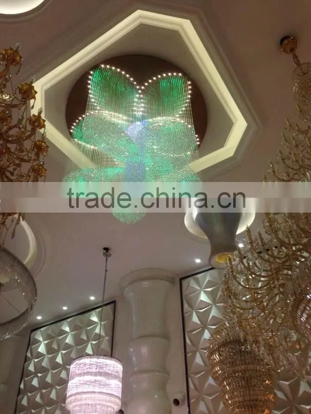 Active fantasy create 3D animals, fiber optic RGB color chandelier hanging on ceiling