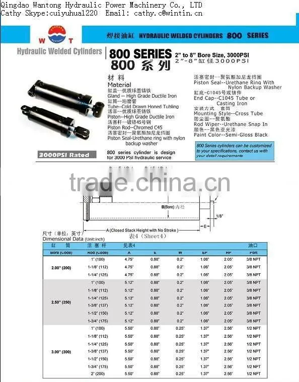 clevis rod ends tie-rod small double acting hydraulic cylinder for agricultural machinery