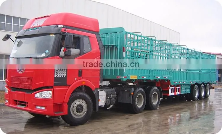 Factory price steel cage cargo fence trailer for grain transportation drop side flatbed stake cargo semi trailer