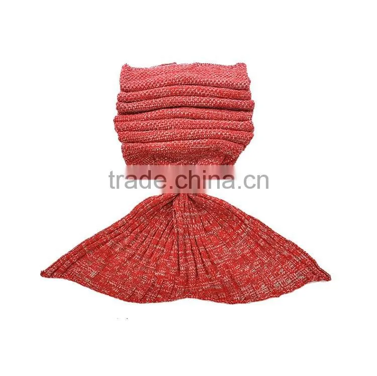 China supplier low MOQ kids children knitted mermaid tail blanket