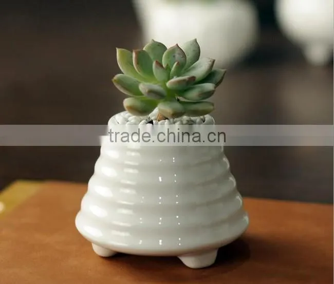 New design white glazed indoor small decorative planters with foot