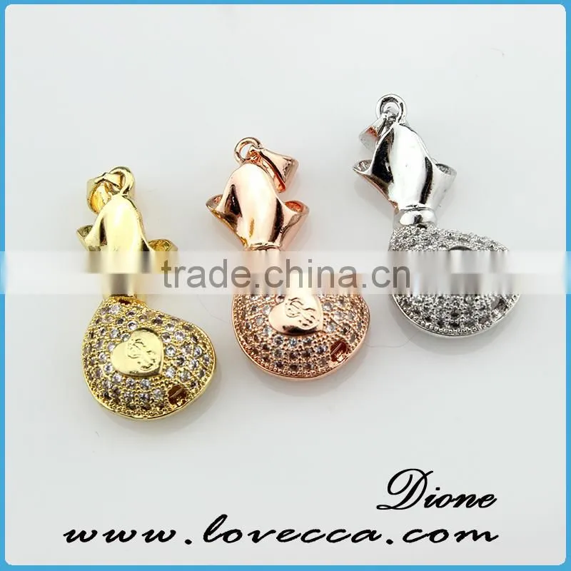 Fashion design sterling silver color pendant in pipe shape with cooper micropave setting pendant