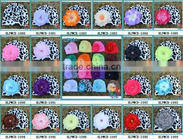 baby winter hat Toddler Cotton knit beanie with peony flower