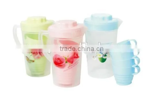 Plastic water jug cooler set with 4 cups