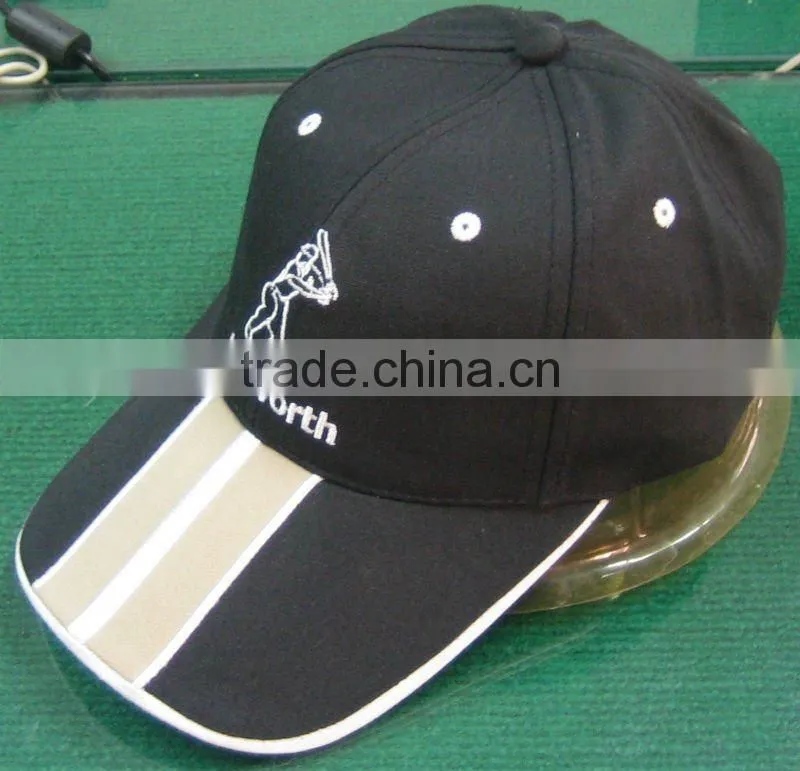 cotton 6 panel cricket cap with embroidery