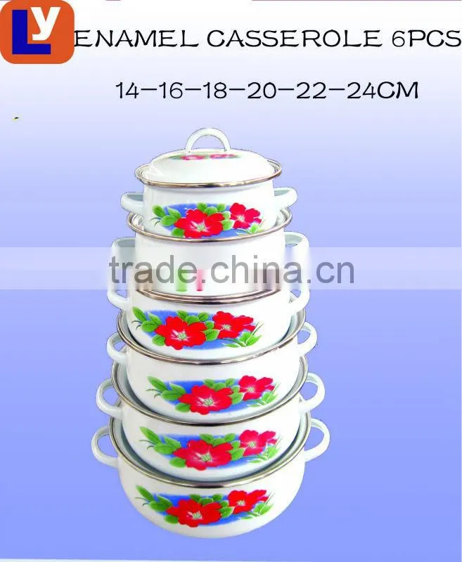 676DB 14-24CM cookware set with normal handle hot seal enamel casserole