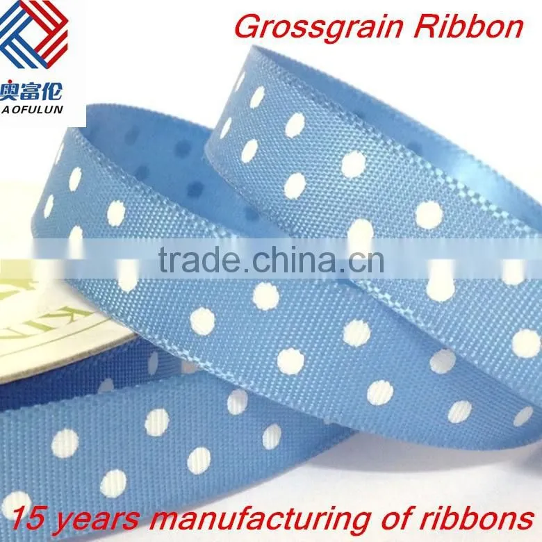High Quality Polka Dot Printed Grosgrain Ribbon