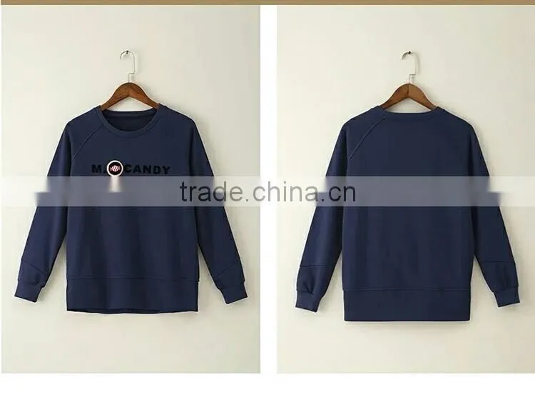 Fashion design embroidery letters soft wearing woman long sleeve pullover fleece hoodie