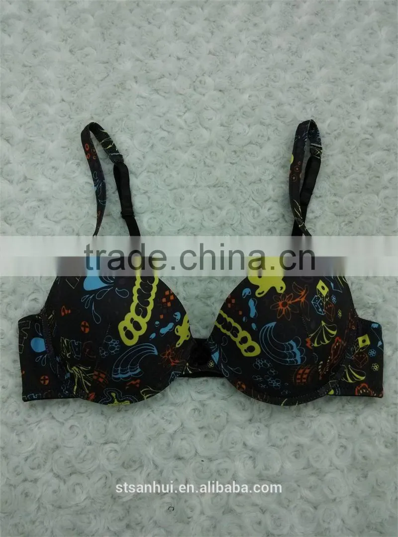 stylish hot sale sexy lady bra with colorful printing