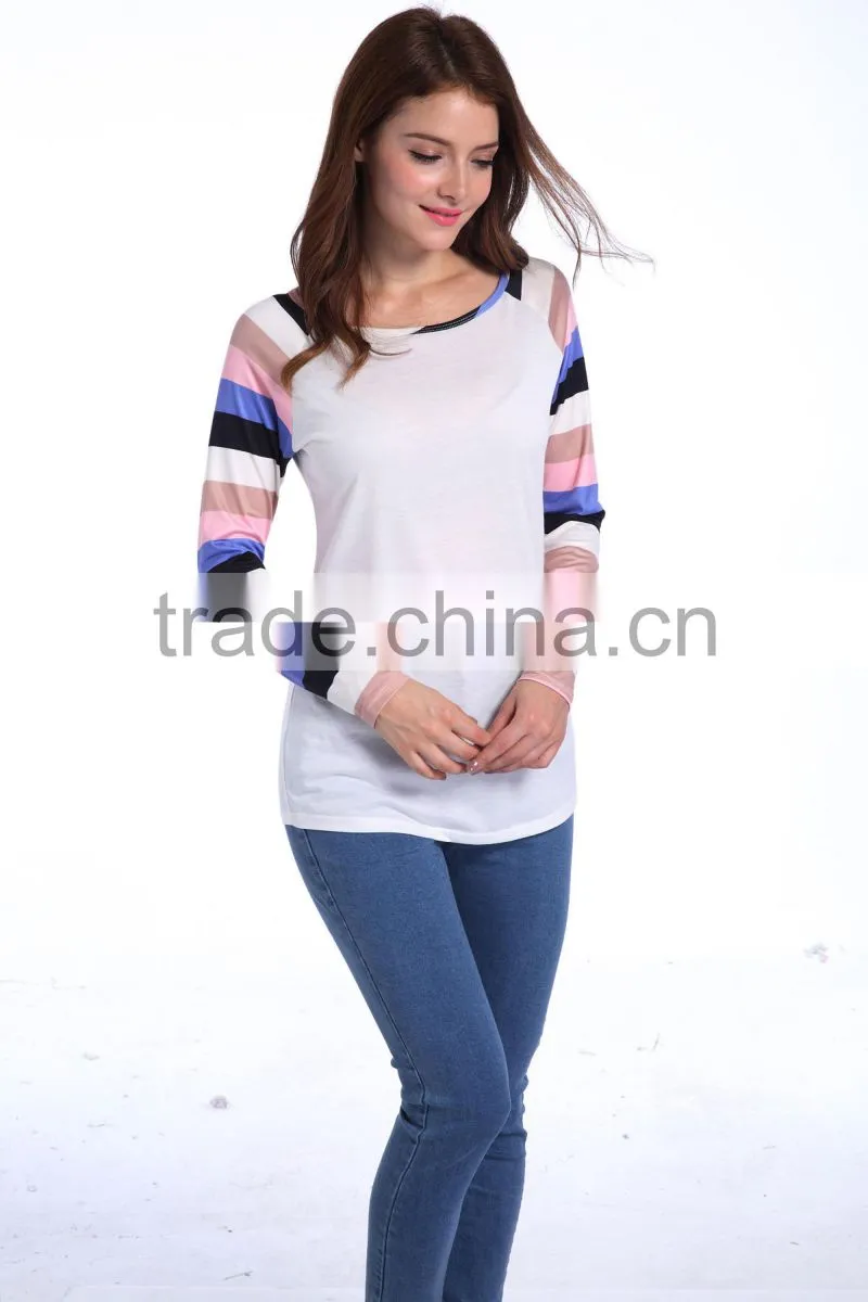 Fashion Patchwork Knit Autumn Long Sleeve Blouse Manufacture Wholesale Women Fashion Apparel 2017